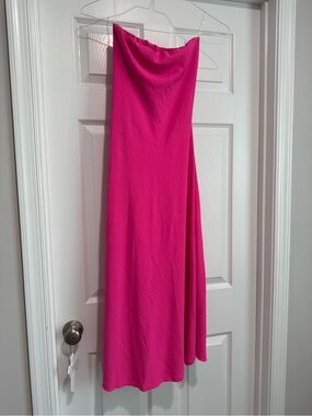 See You Monday Fuchsia Strapless Midi Dress